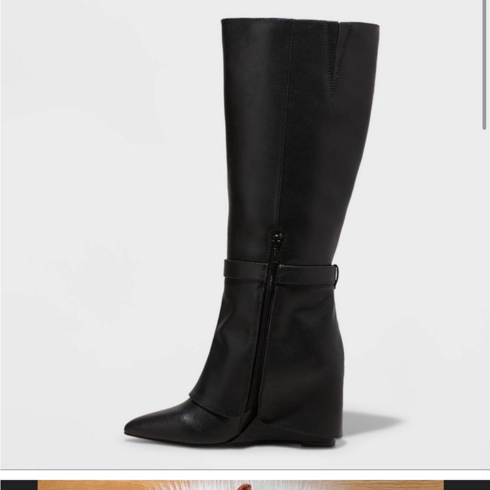 Women's Tall Foldover Black Novie Dress Boots - A New Day Sz 10 NWOT